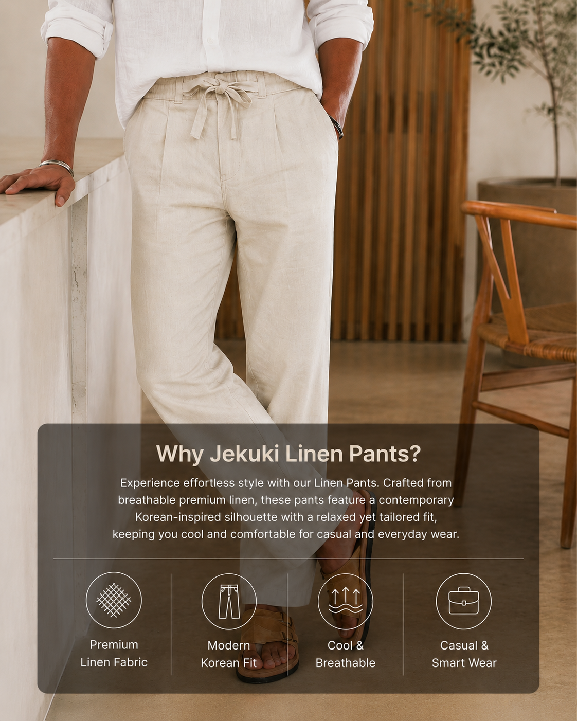 CREAM LINEN PANT