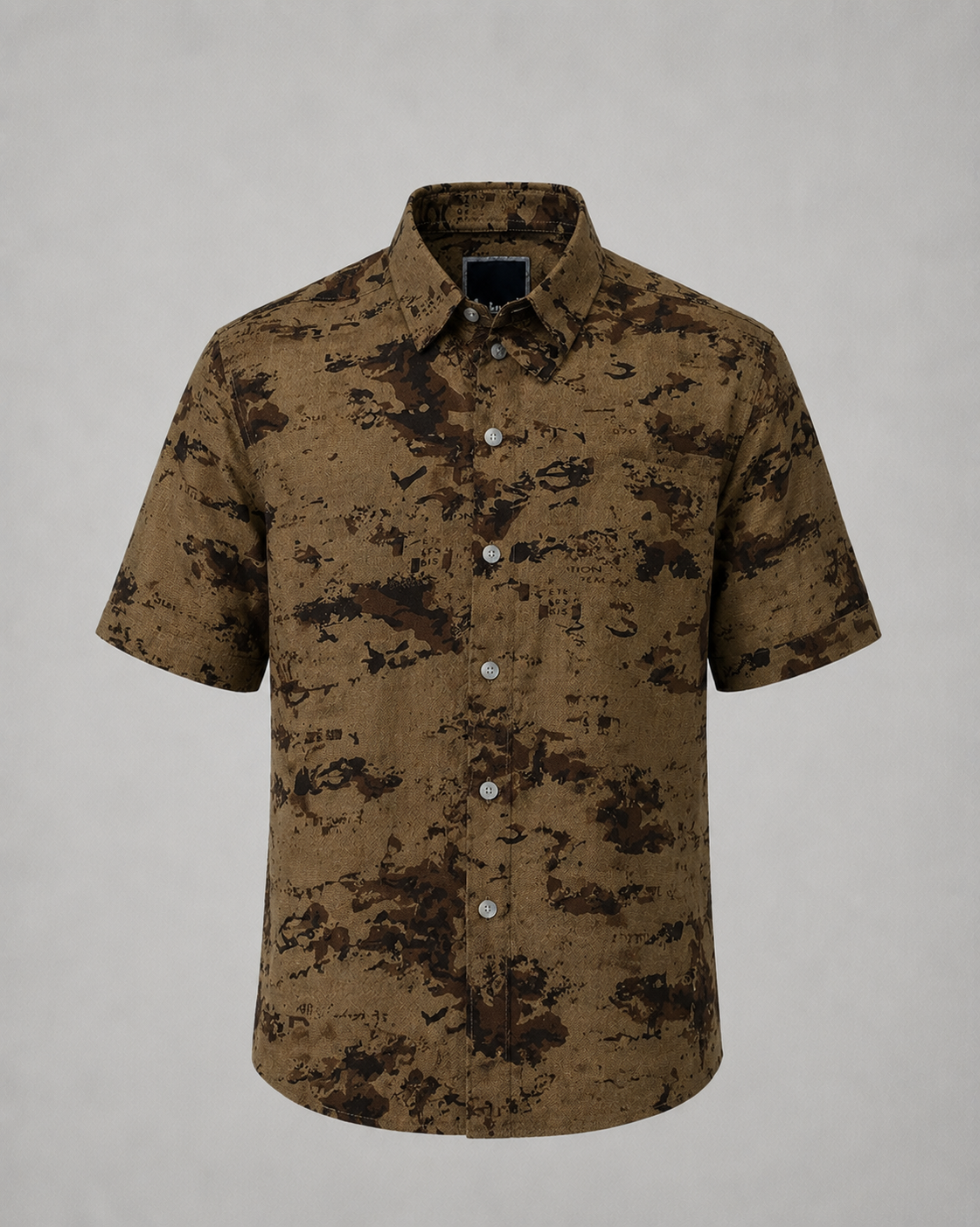 Men's Brown Camo Print Half Sleeve Shirt