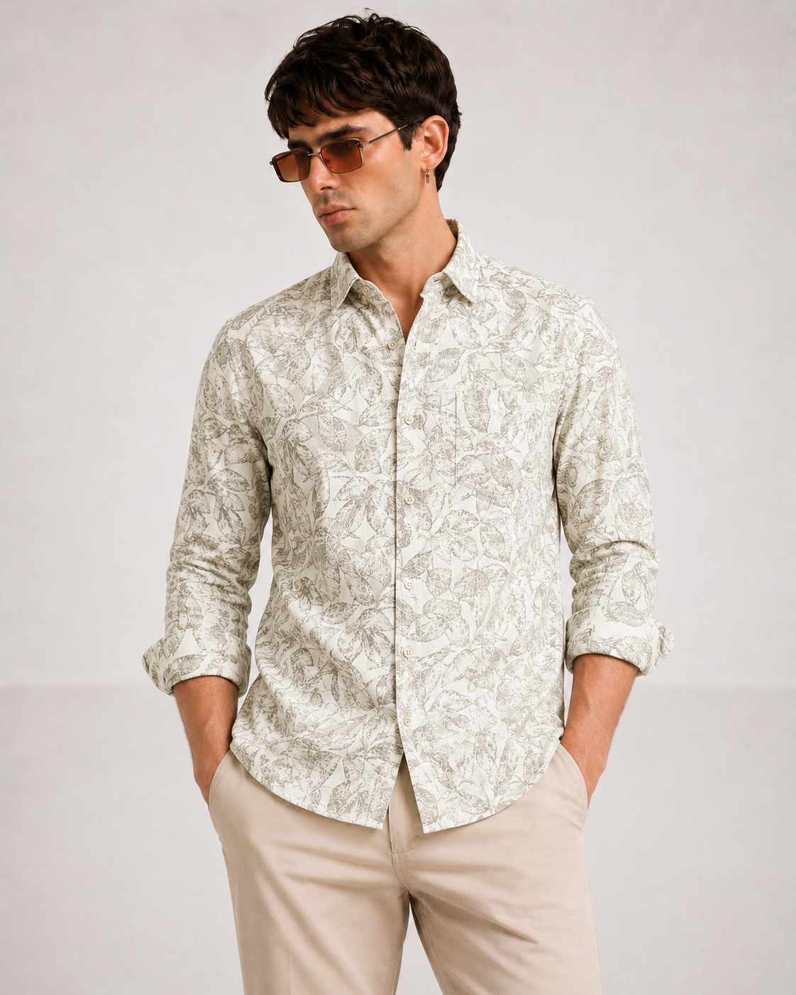 Ivory Botanical Print Shirt