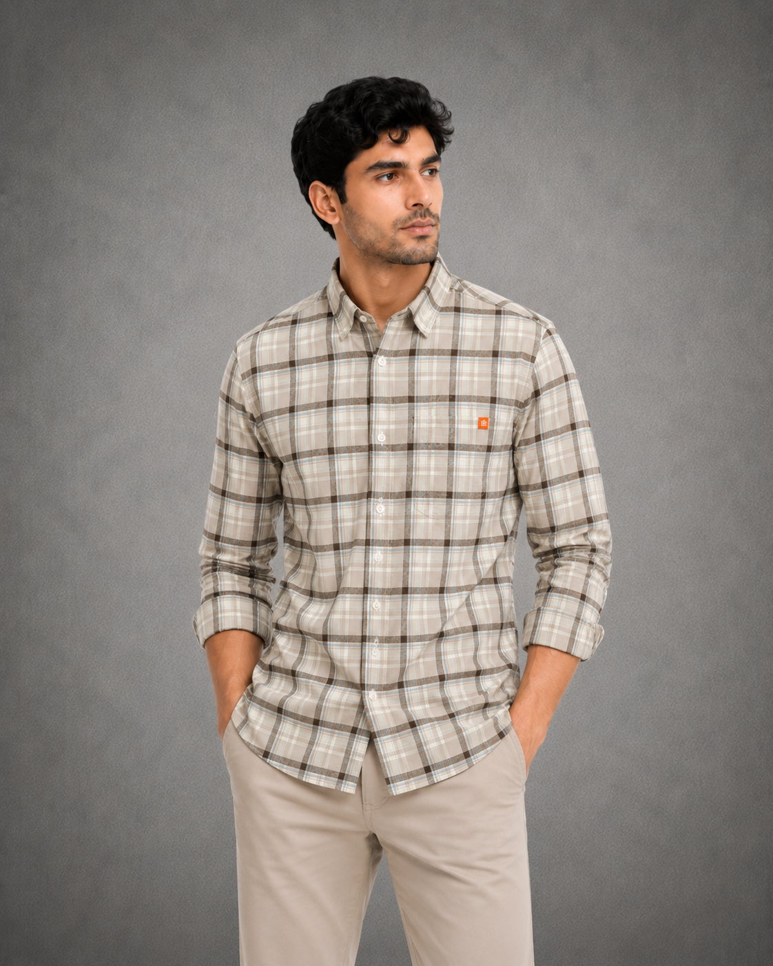 Beige Classic Check Shirt