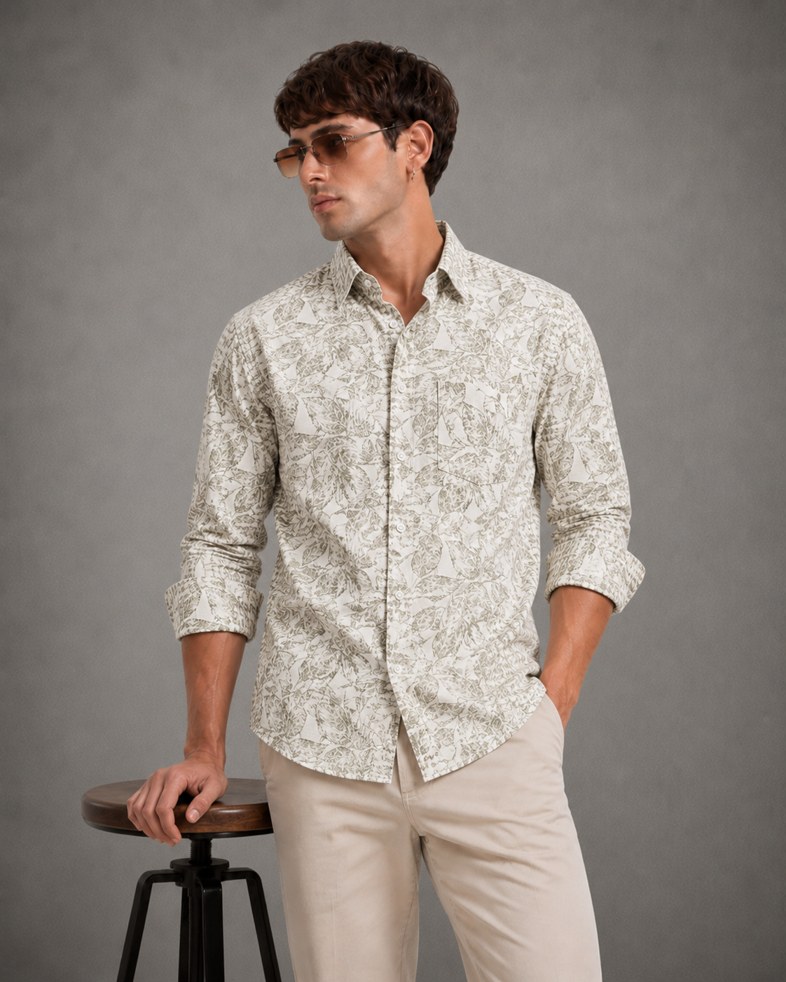 Ivory Botanical Print Shirt