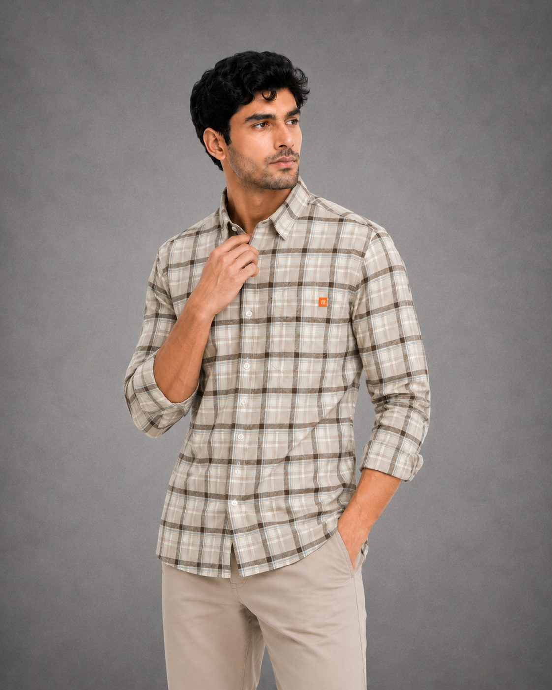 Beige Classic Check Shirt