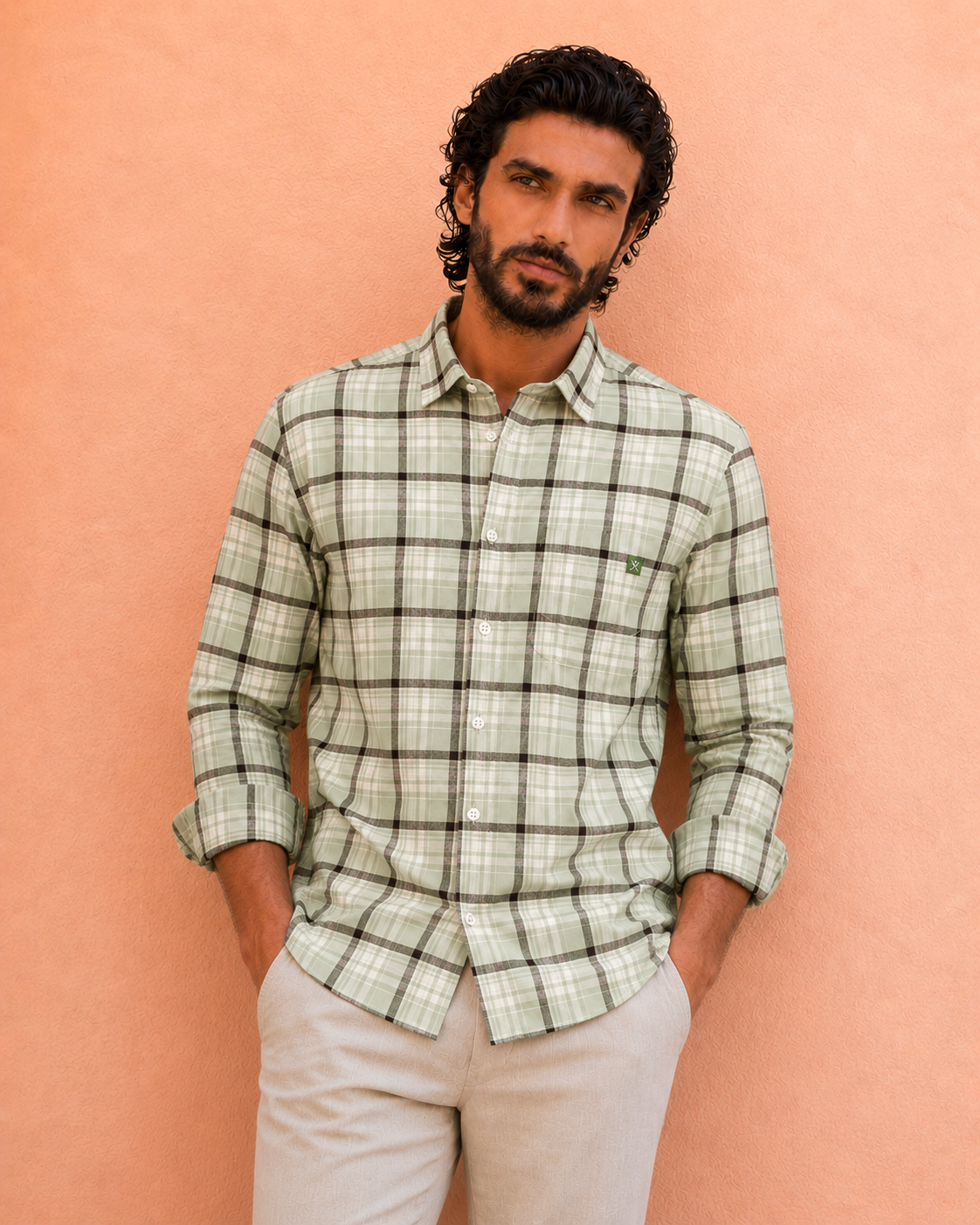 Sage Green Windowpane Shirt