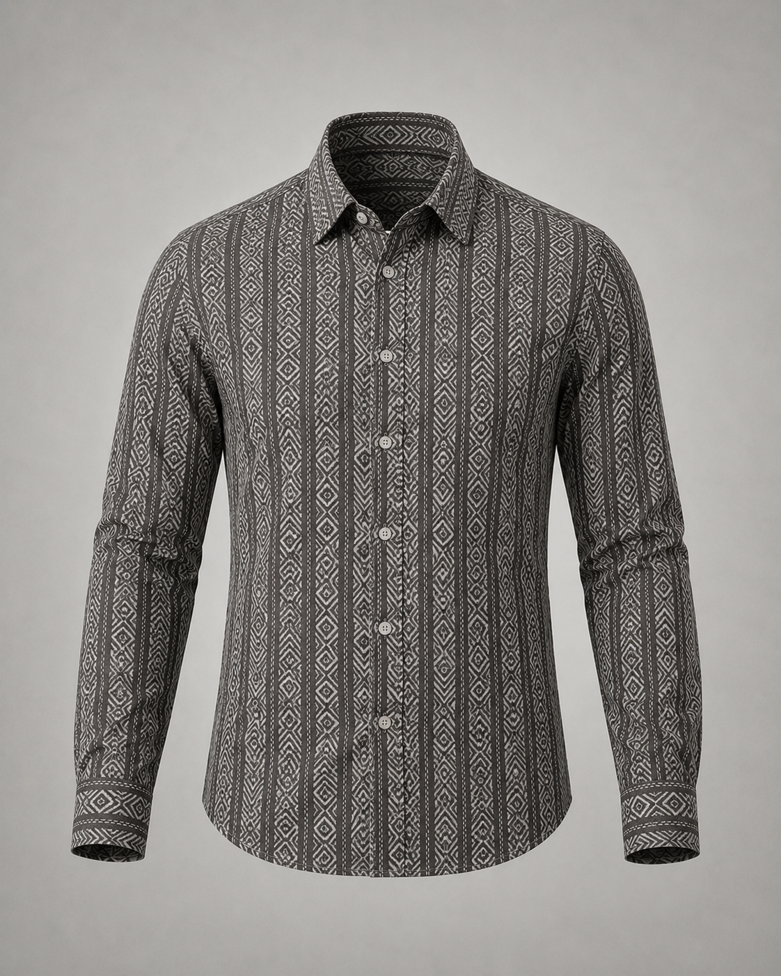 Charcoal Tribal Stripe Shirt