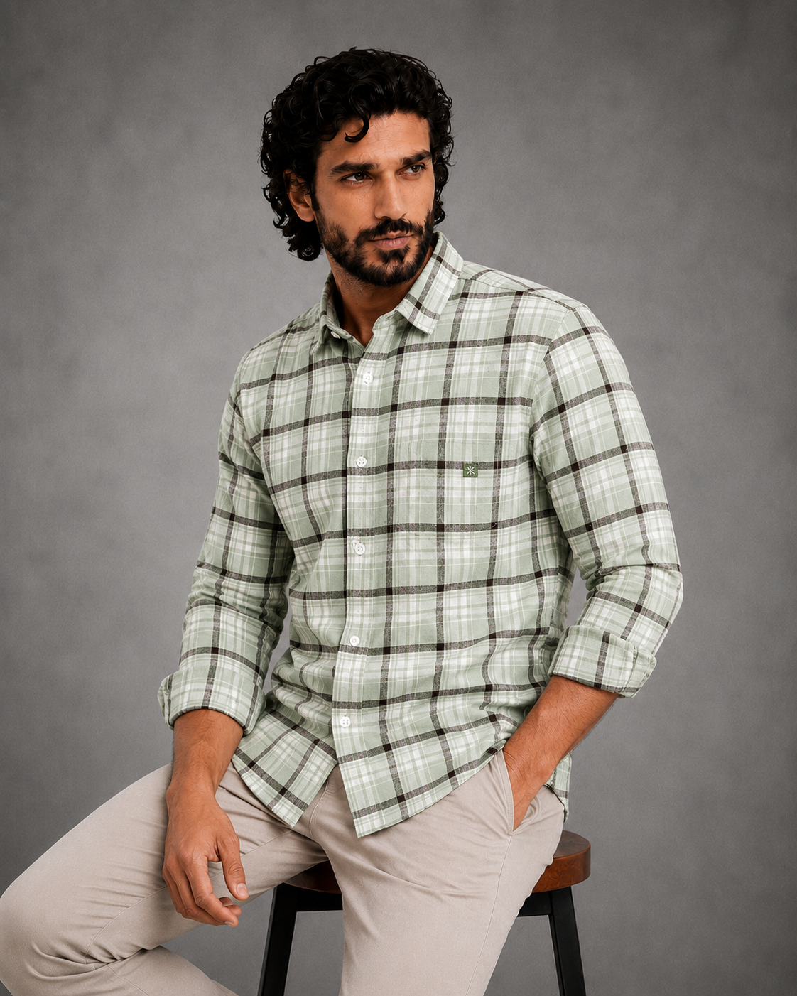 Sage Green Windowpane Shirt