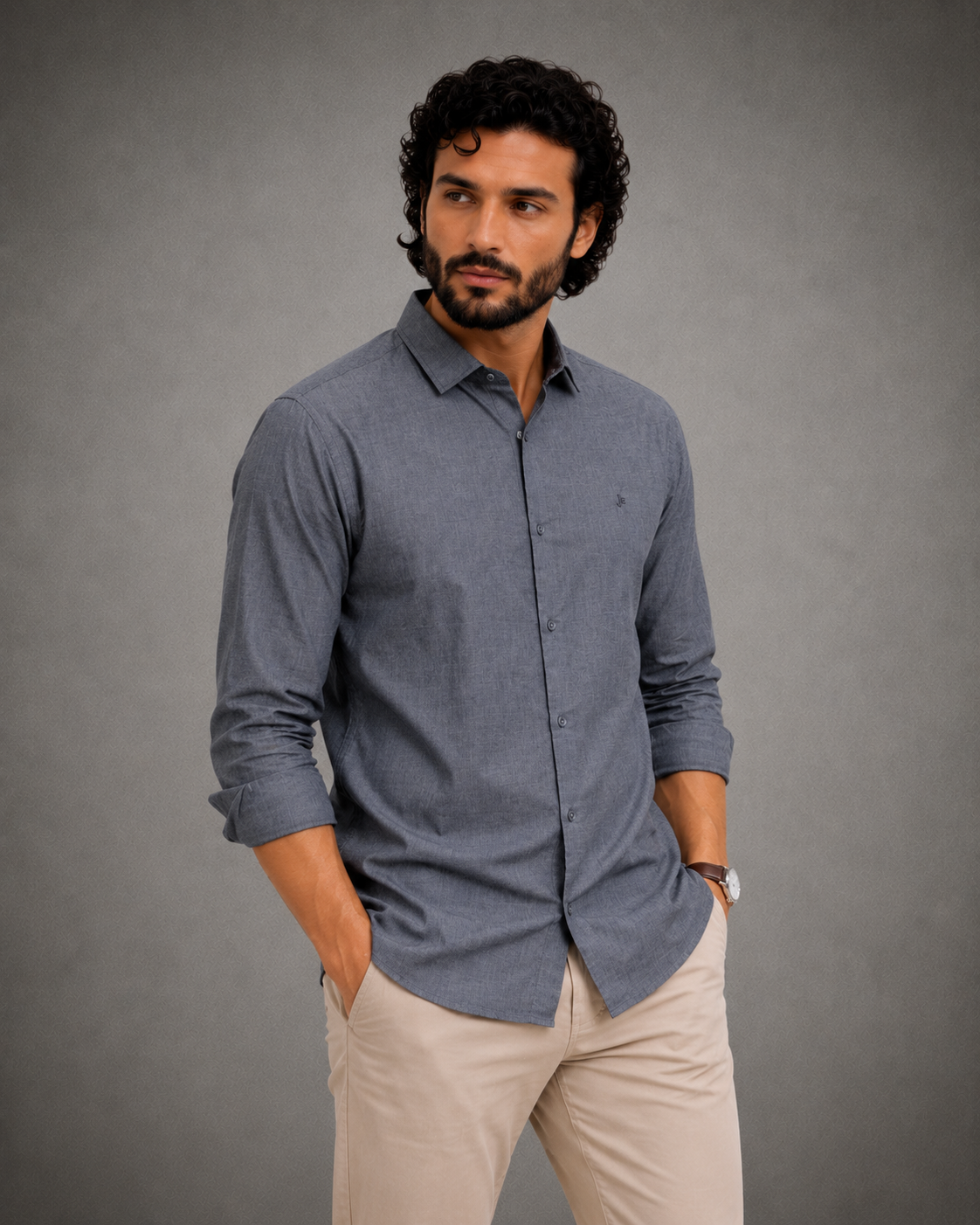 Steel Grey Textured Shirt