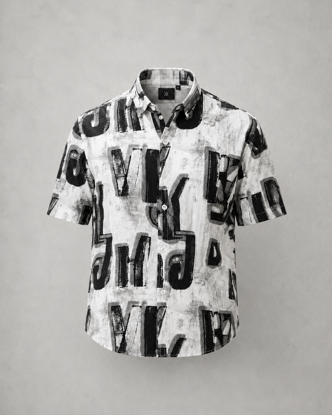 Men's Monochrome Typography Casual Shirt
