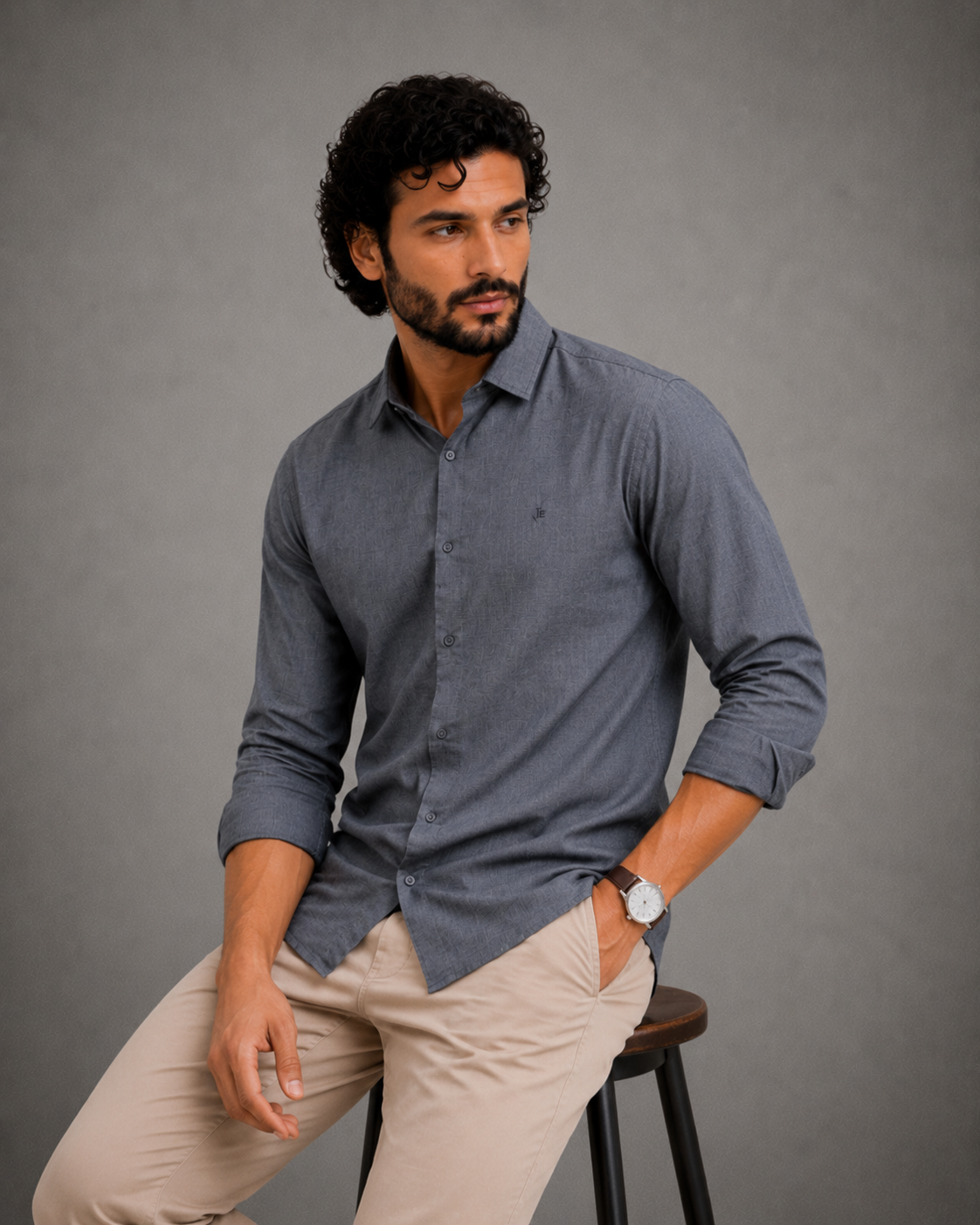Steel Grey Textured Shirt