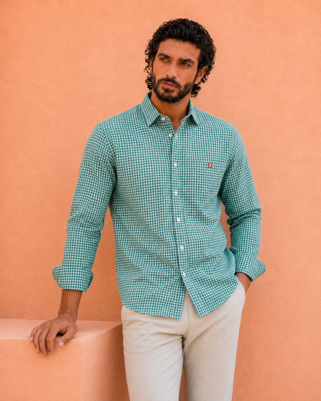 Emerald Gingham Casual Shirt