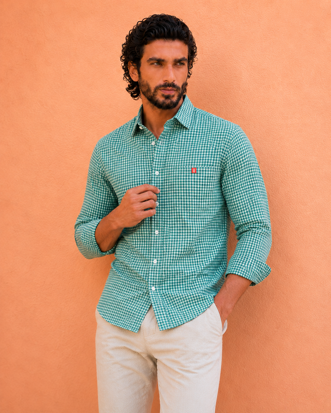 Emerald Gingham Casual Shirt