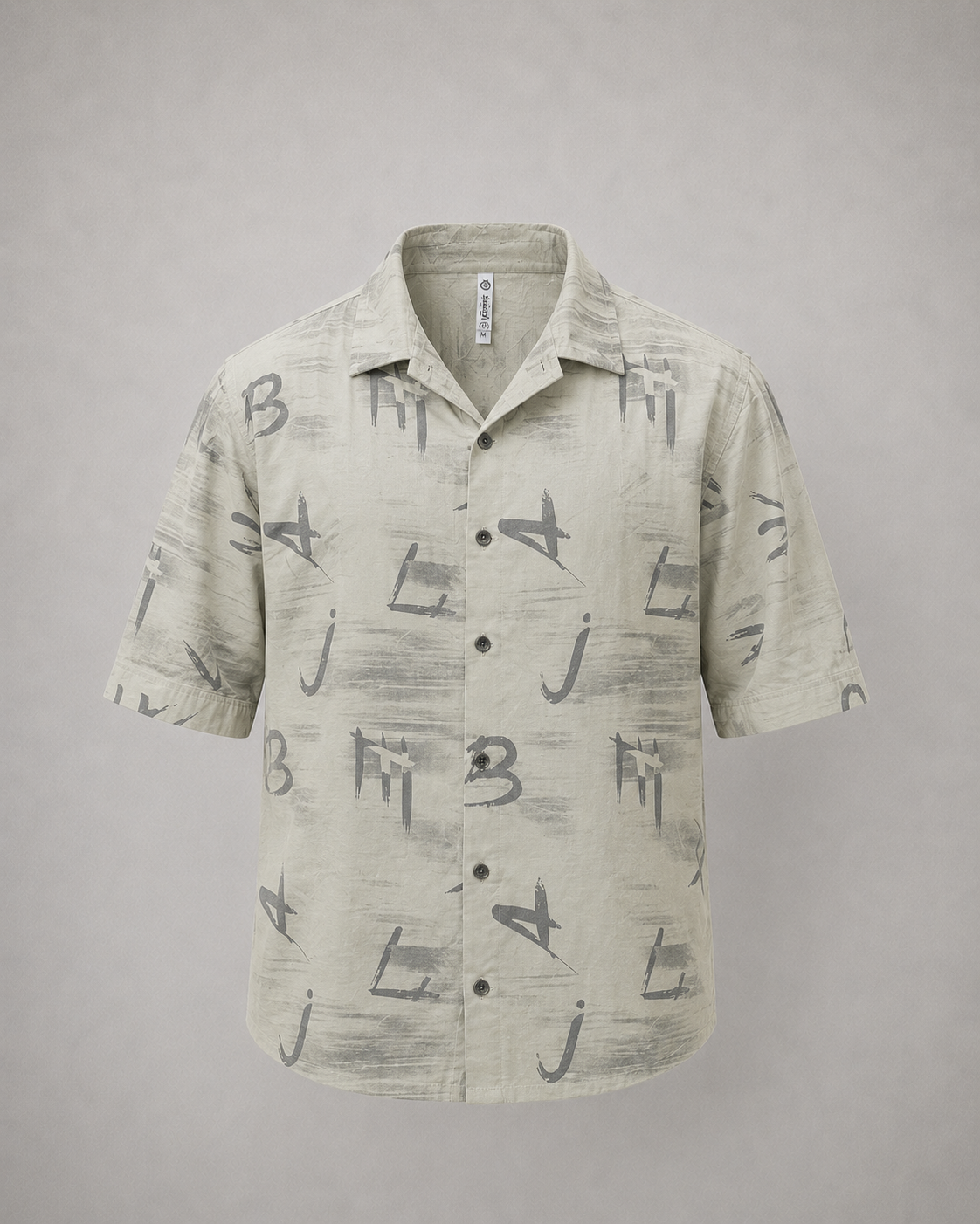 Men's Beige Abstract Print Half Sleeve Relaxed Fit Shirt