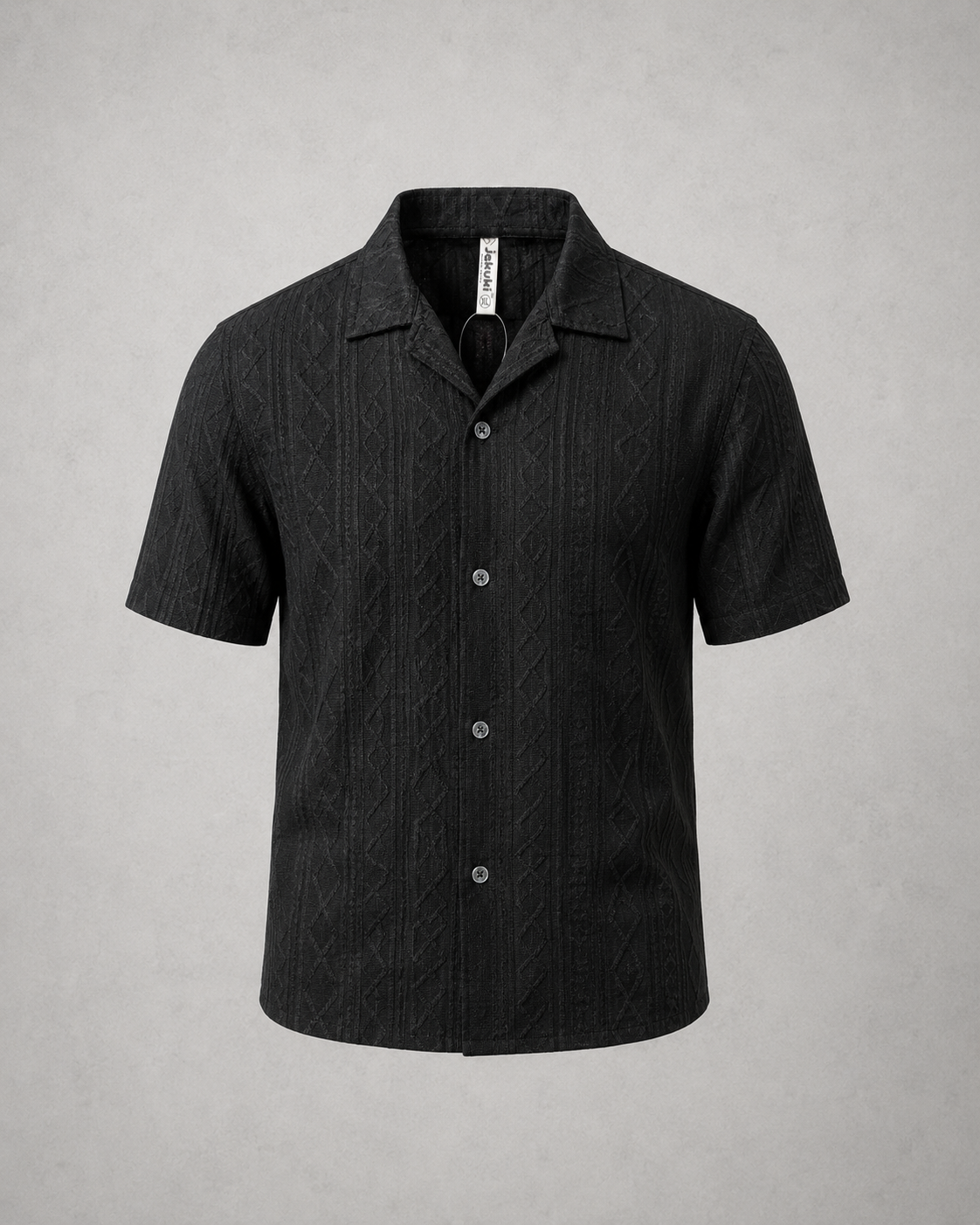 Men's Black Textured Casual Shirt