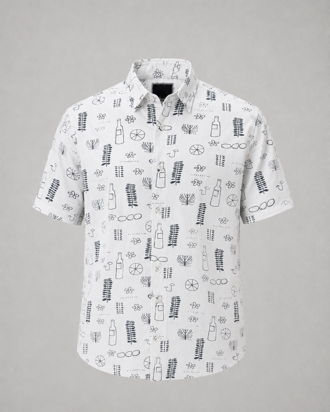Men's White Tropical Icon Printed Casual Shirt