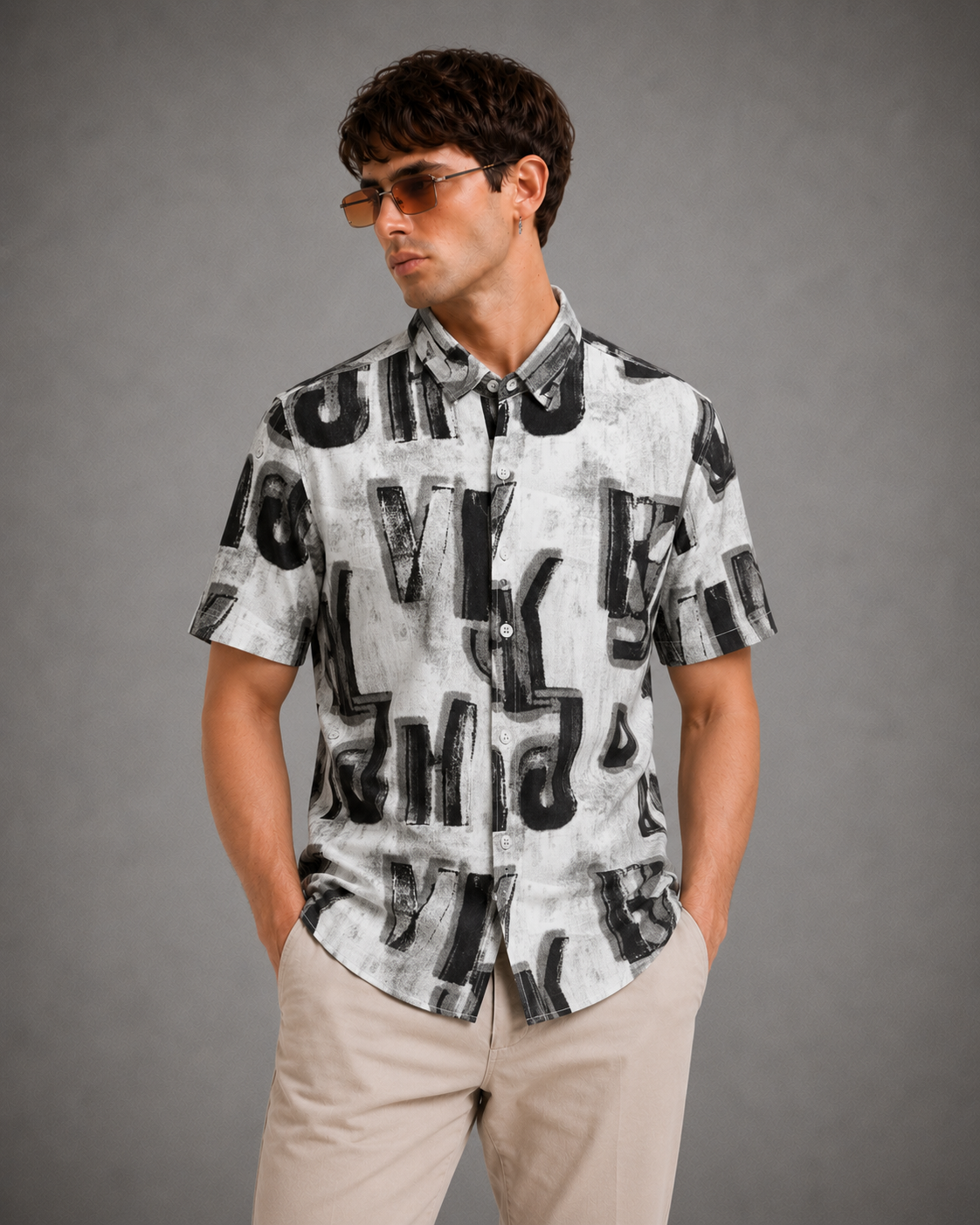 Mono Graffiti Print Shirt