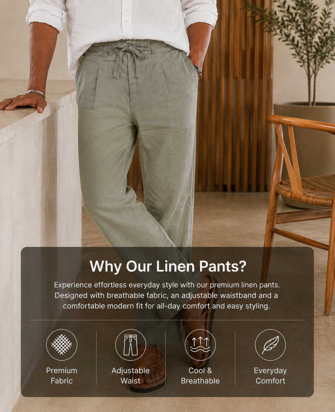 LIGHT PISTA LINEN PANT