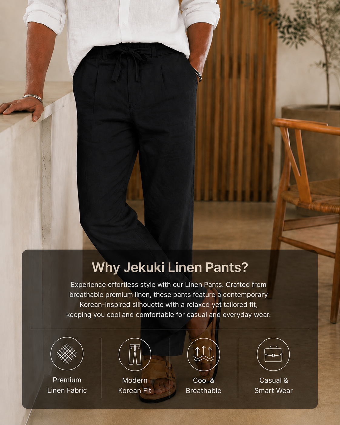 BLACK LINEN PANT