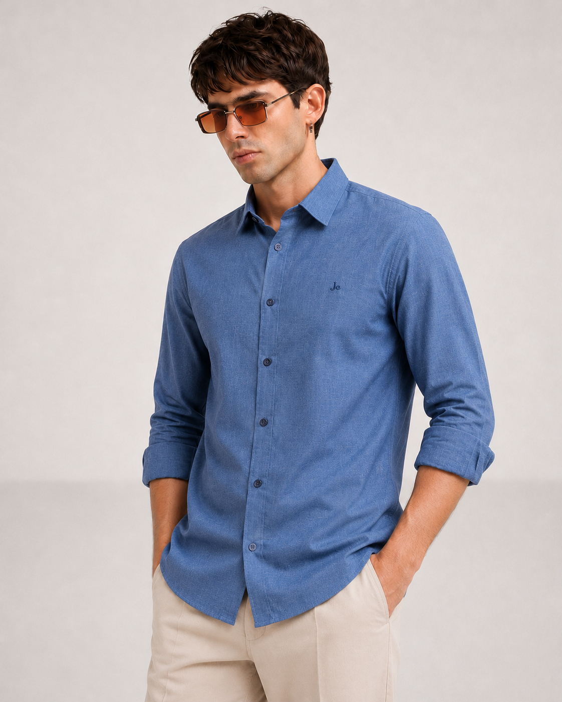 Ocean Blue Textured Shirt