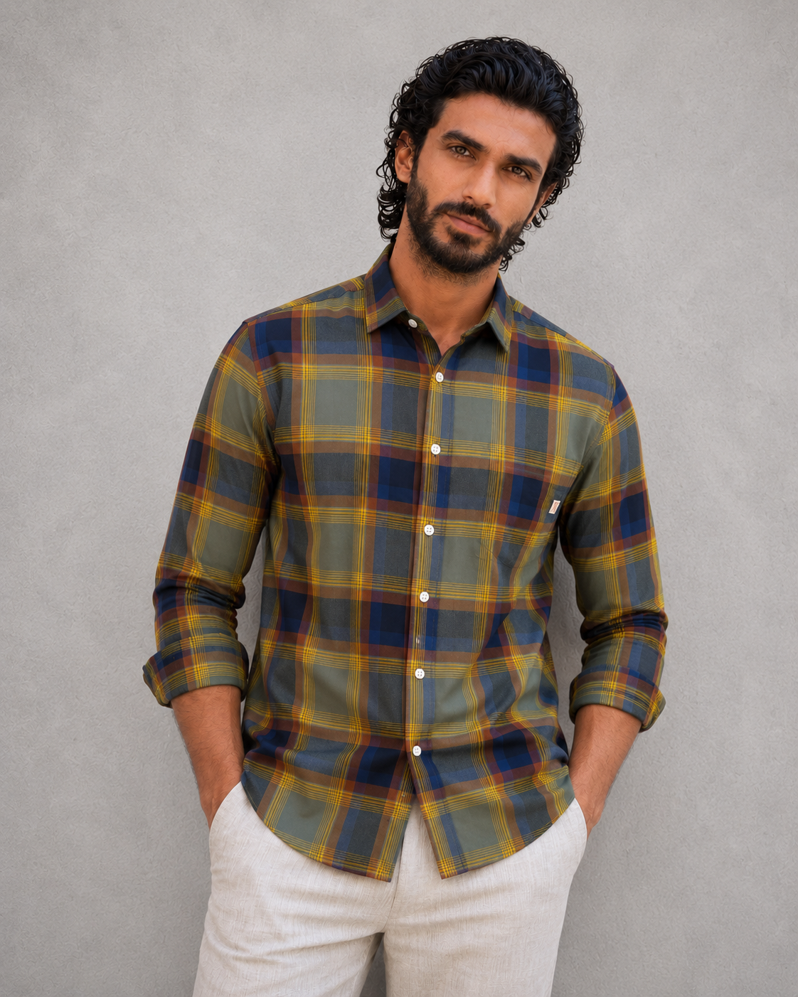 Olive Navy Tartan Shirt