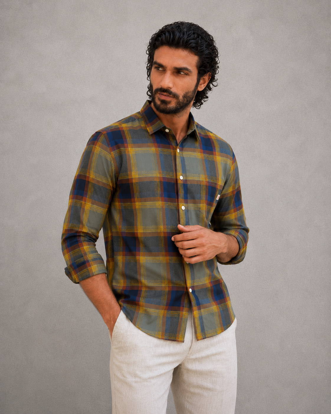 Olive Navy Tartan Shirt