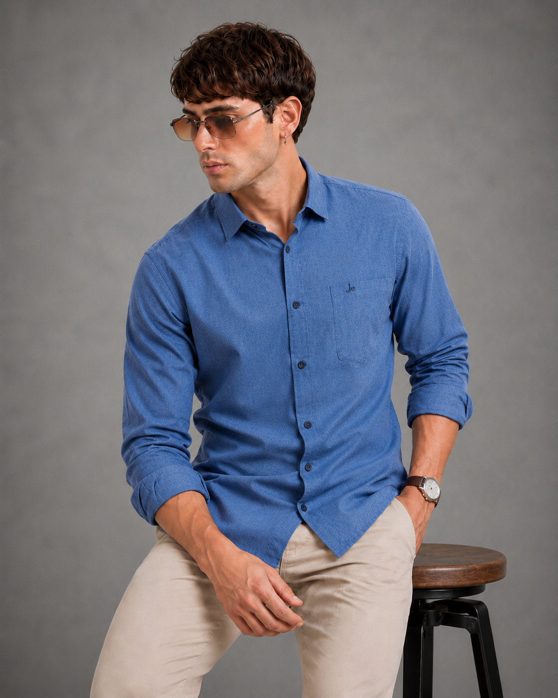 Ocean Blue Textured Shirt