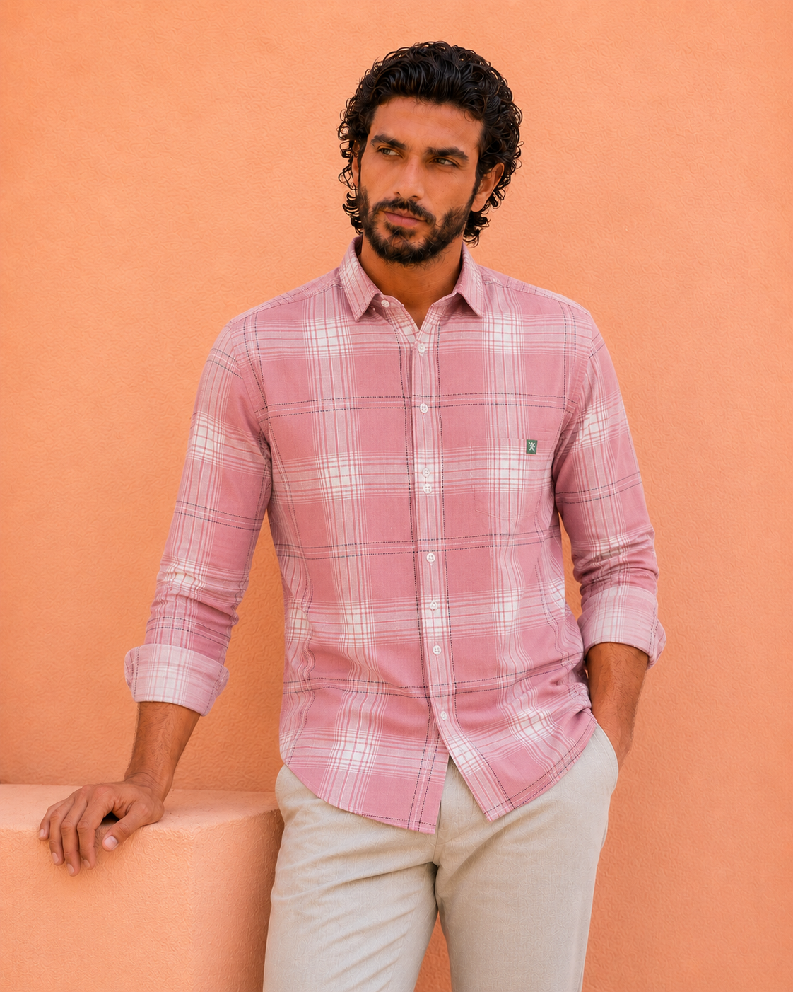 Blush Pink Check Shirt