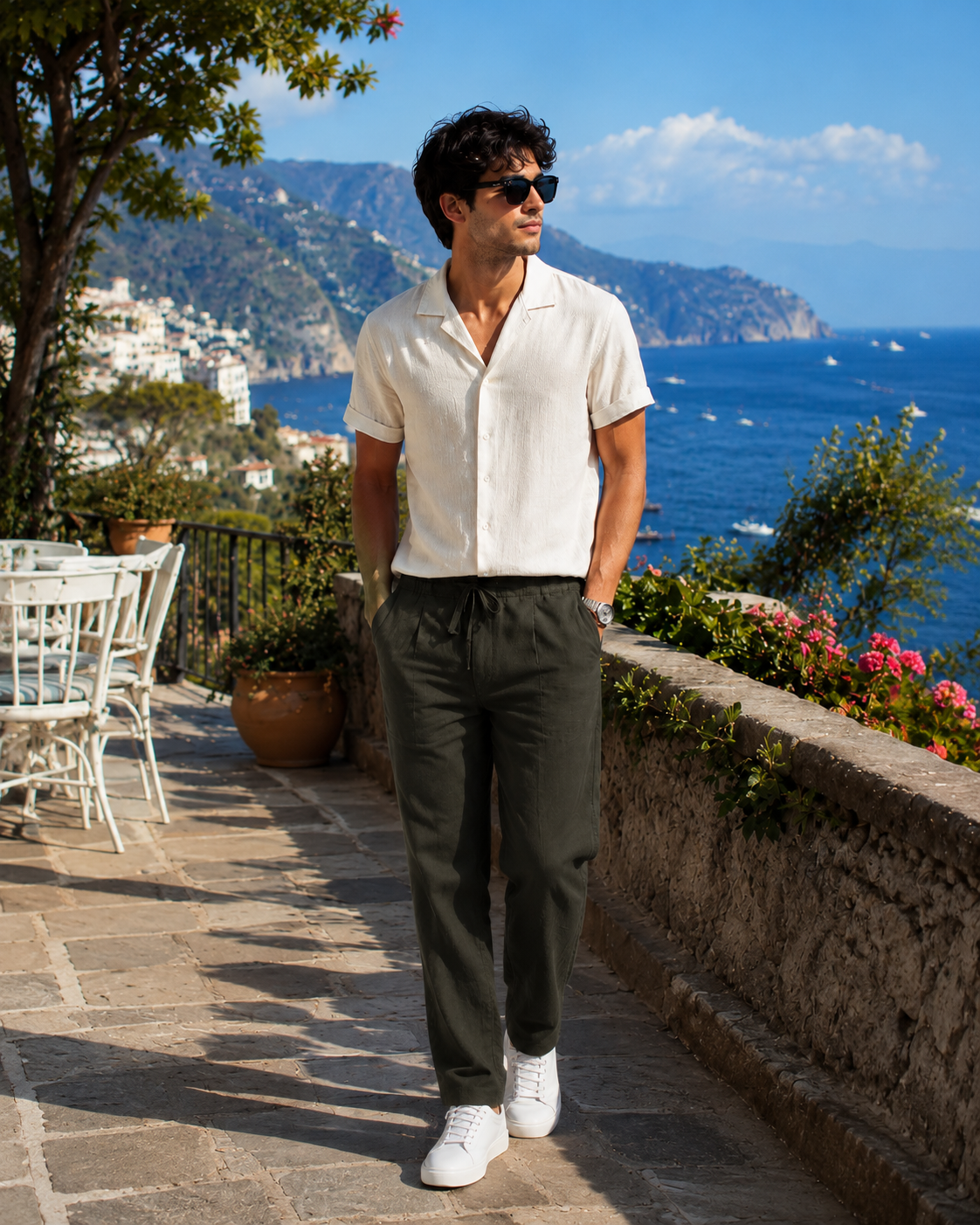 OLIVE LINEN PANT