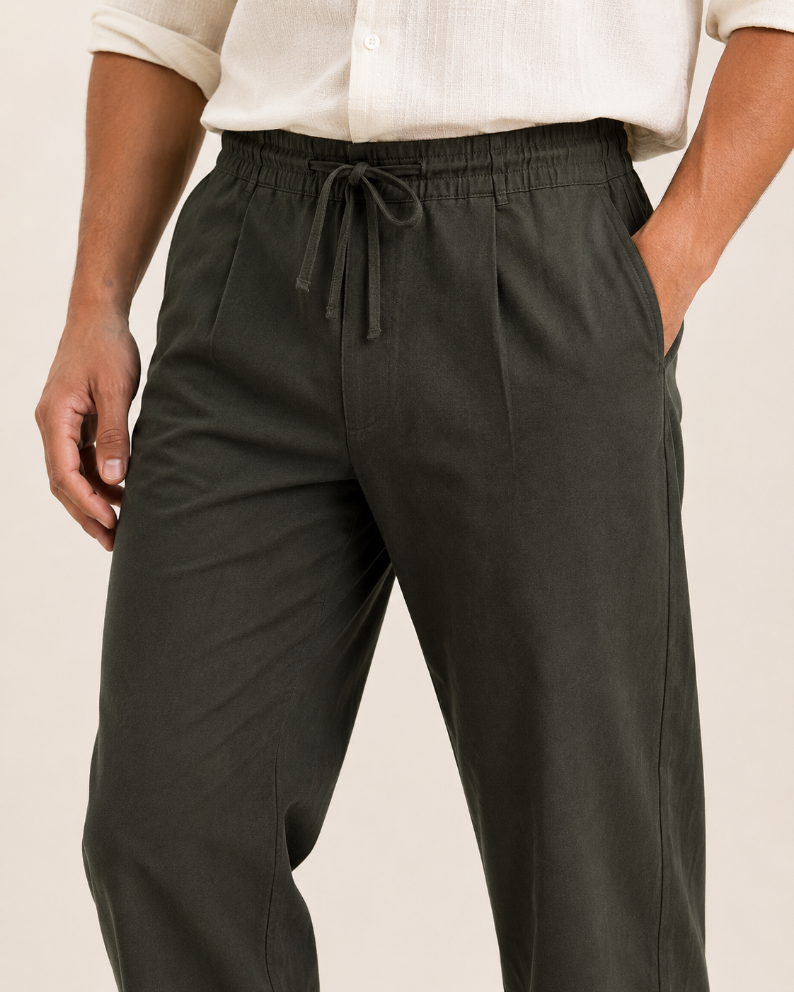 OLIVE LINEN PANT