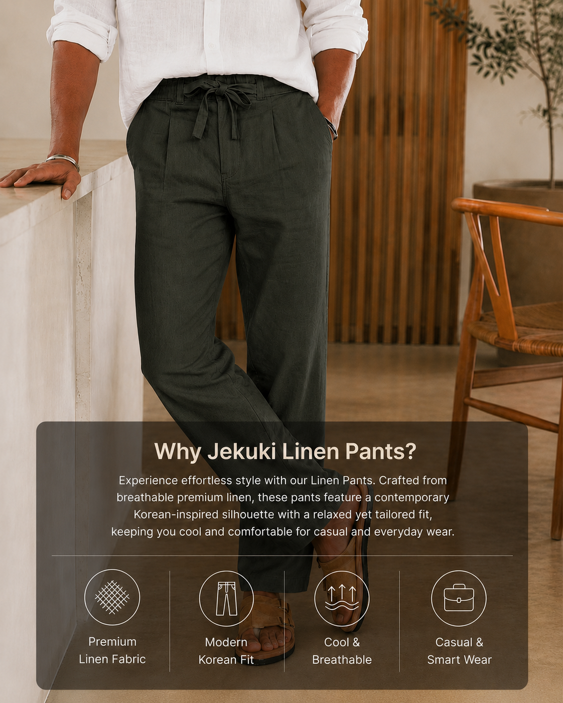 OLIVE LINEN PANT