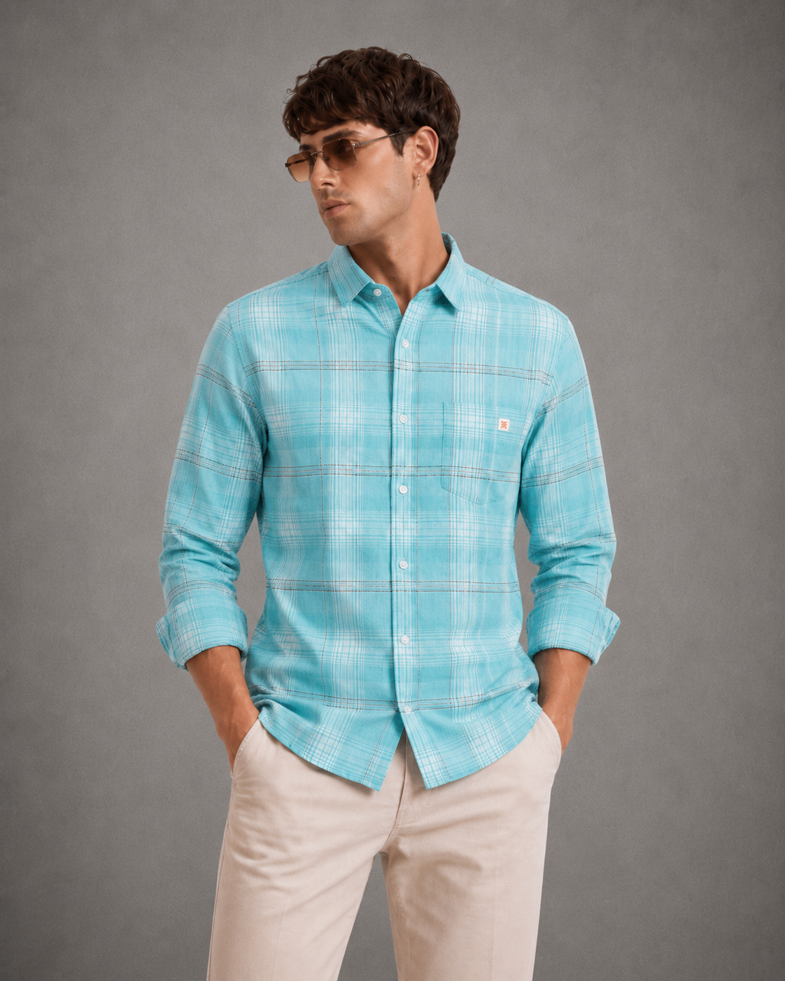 Sky Blue Plaid Shirt