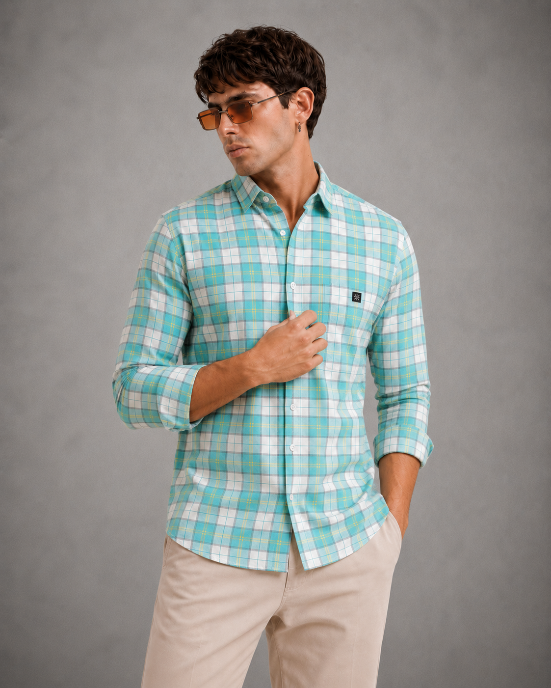 Aqua Blue Check Shirt