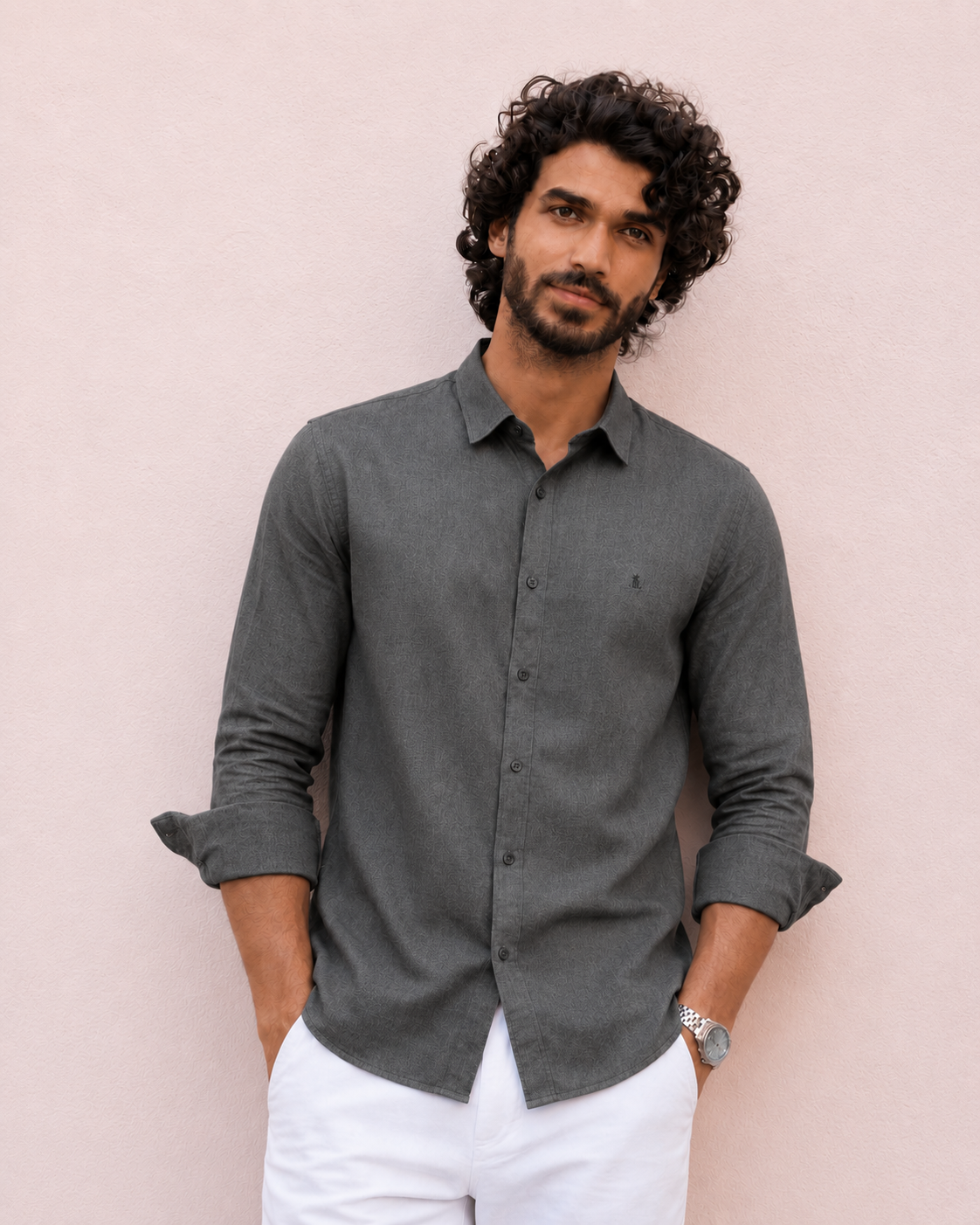 Charcoal Grey Textured Shirt