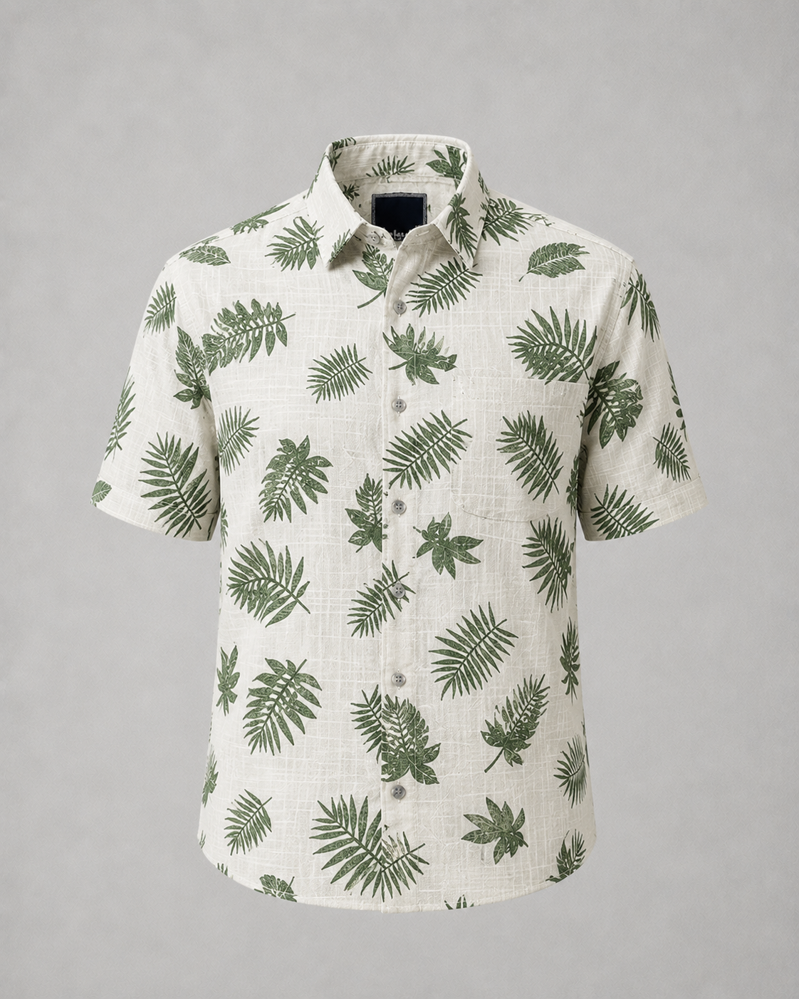 Men's Off-White Palm Leaf Print Casual Shirt