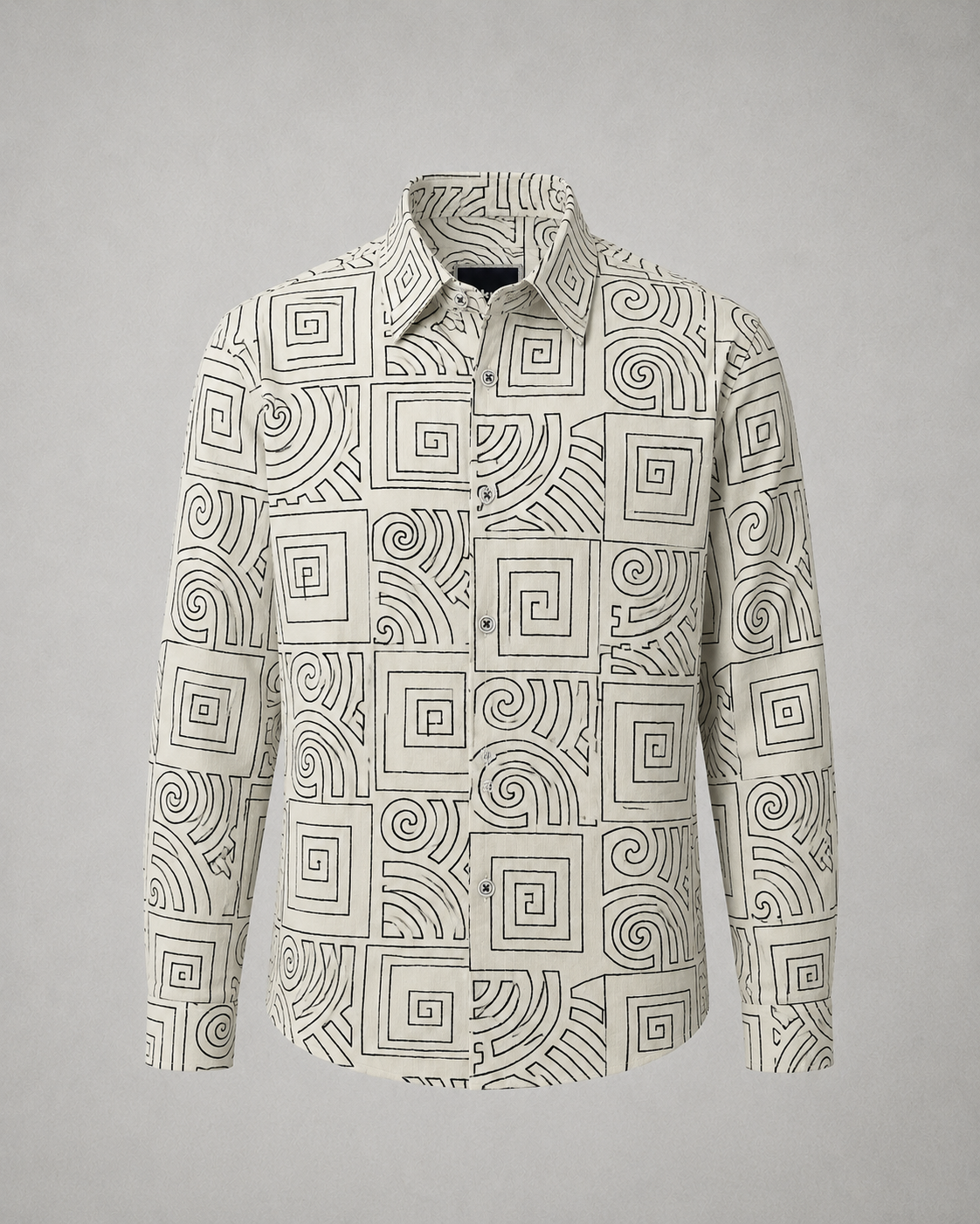 Men's Off-White Geometric Print Full Sleeve Shirt