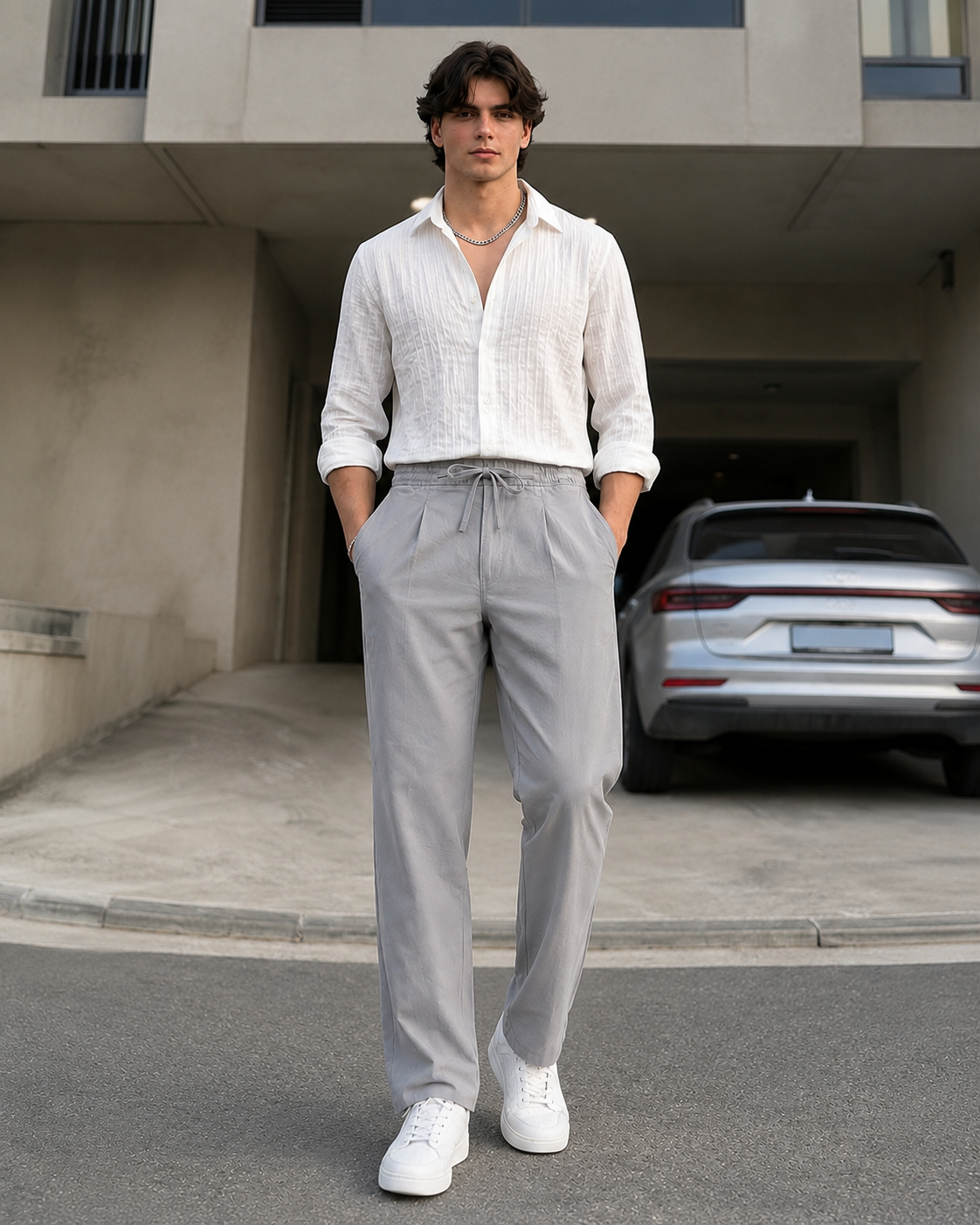 LIGHT GREY LINEN PANT
