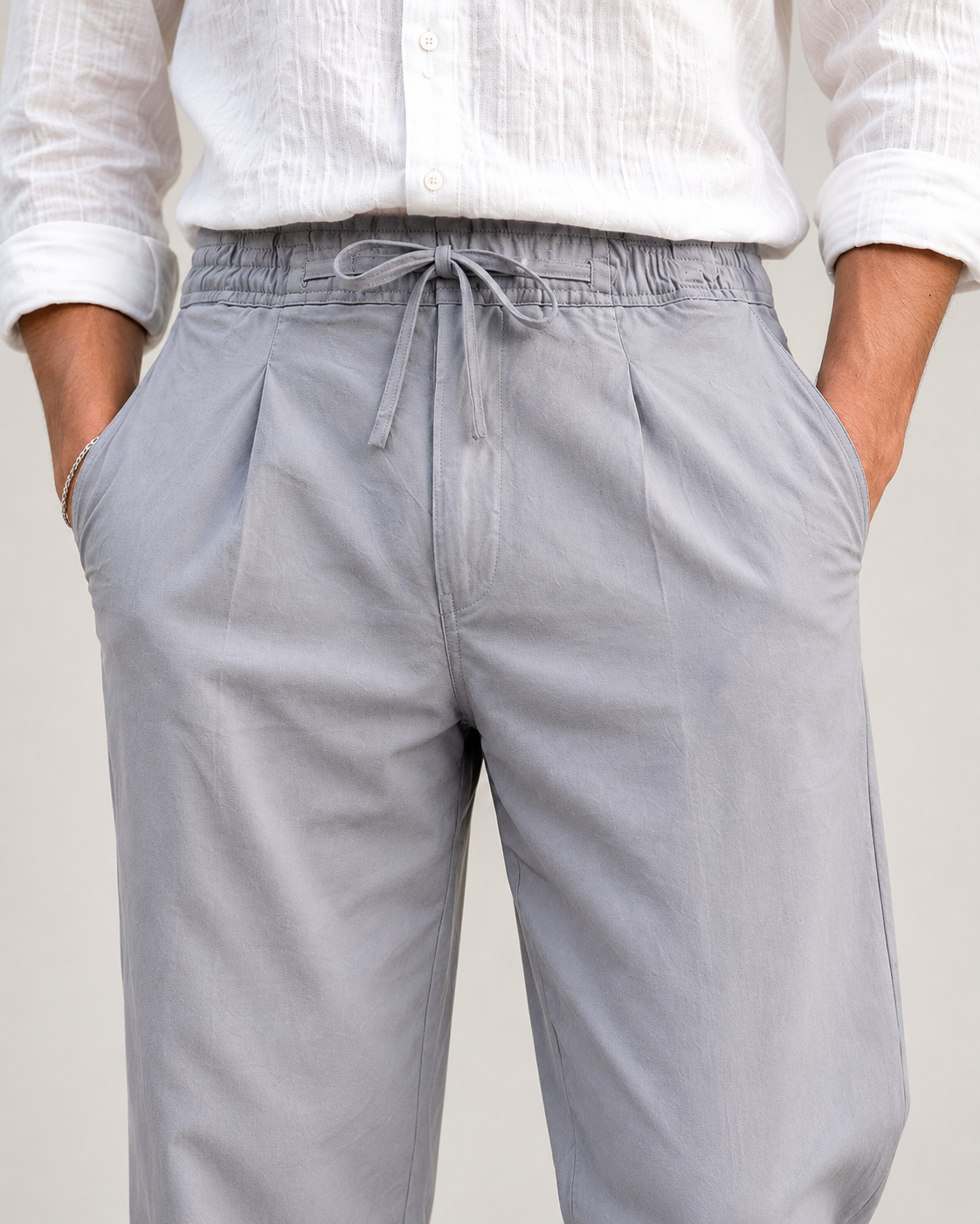 LIGHT GREY LINEN PANT