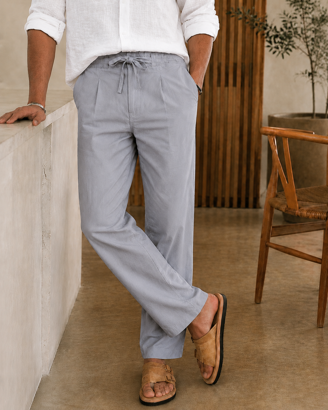 LIGHT GREY LINEN PANT