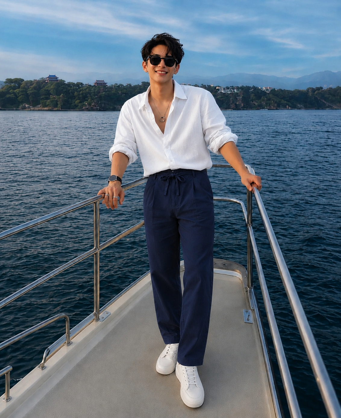 NAVY LINEN PANT