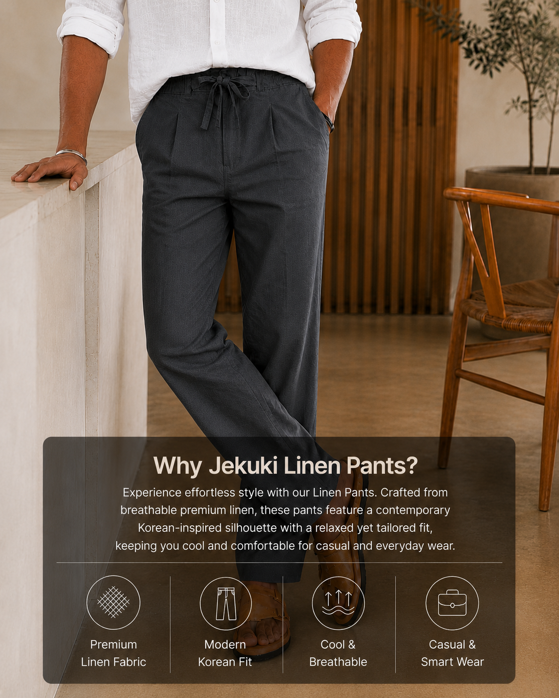 DARK GREY LINEN PANT