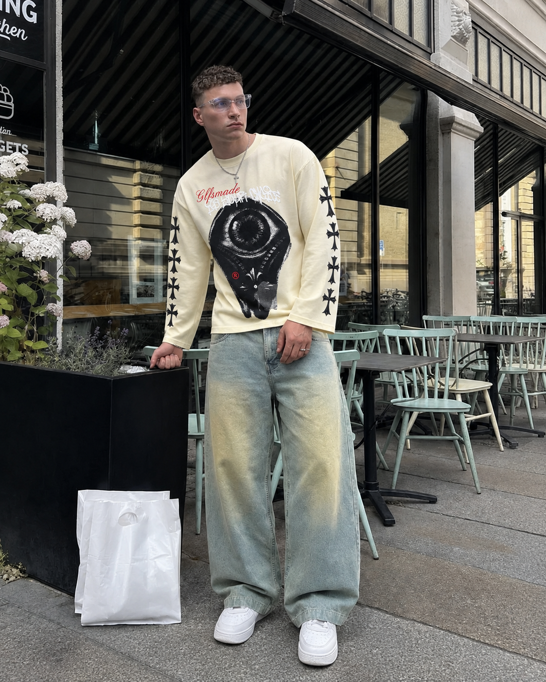 Cream Boxy Fit T Shirt FS