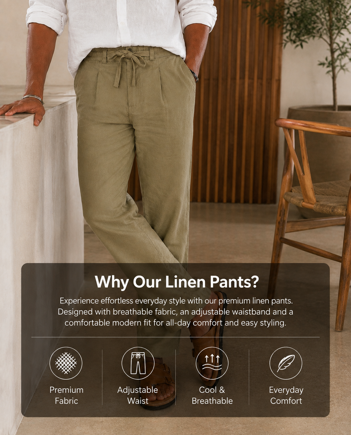 BEIGE LINEN PANT