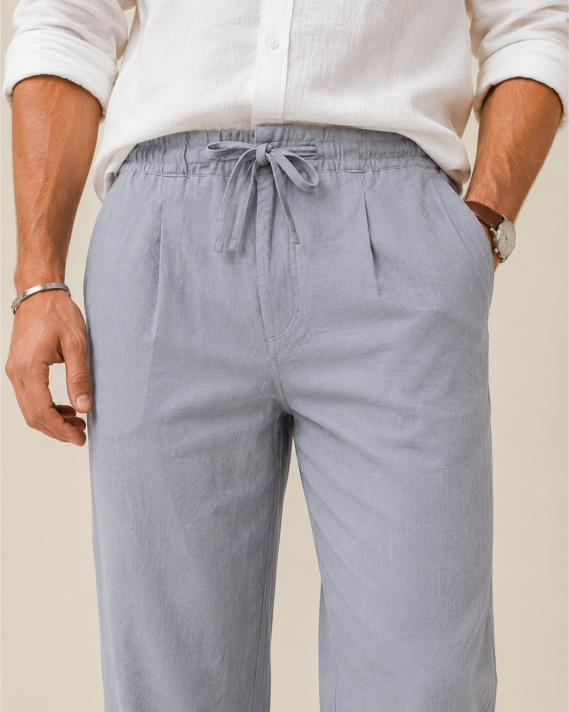GREY LINEN PANT