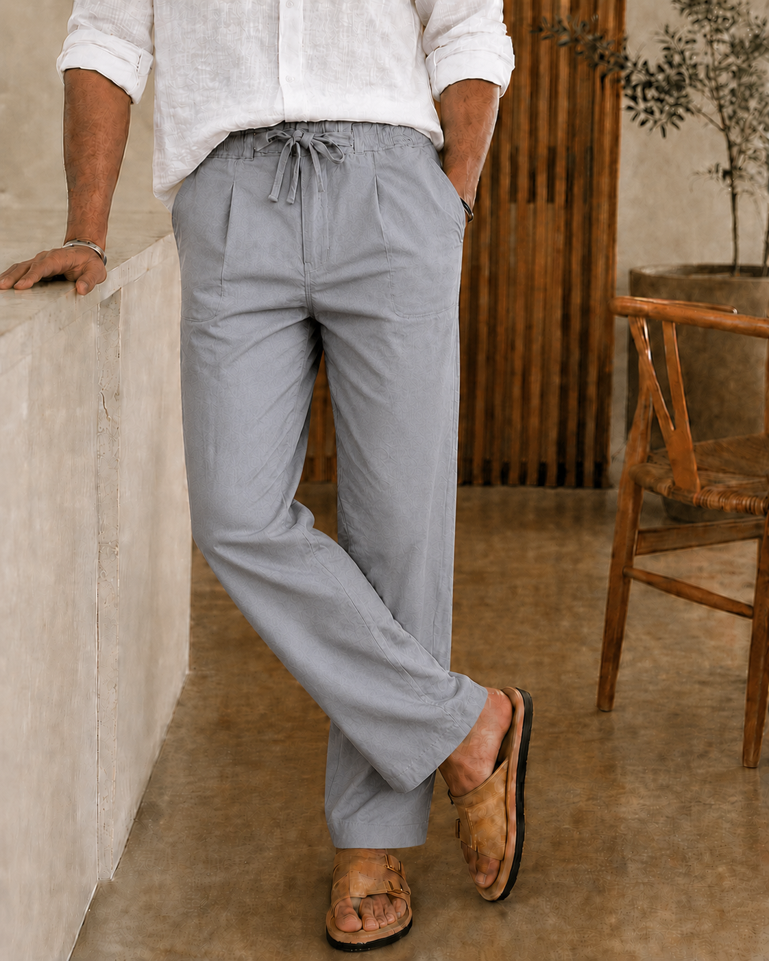 GREY LINEN PANT