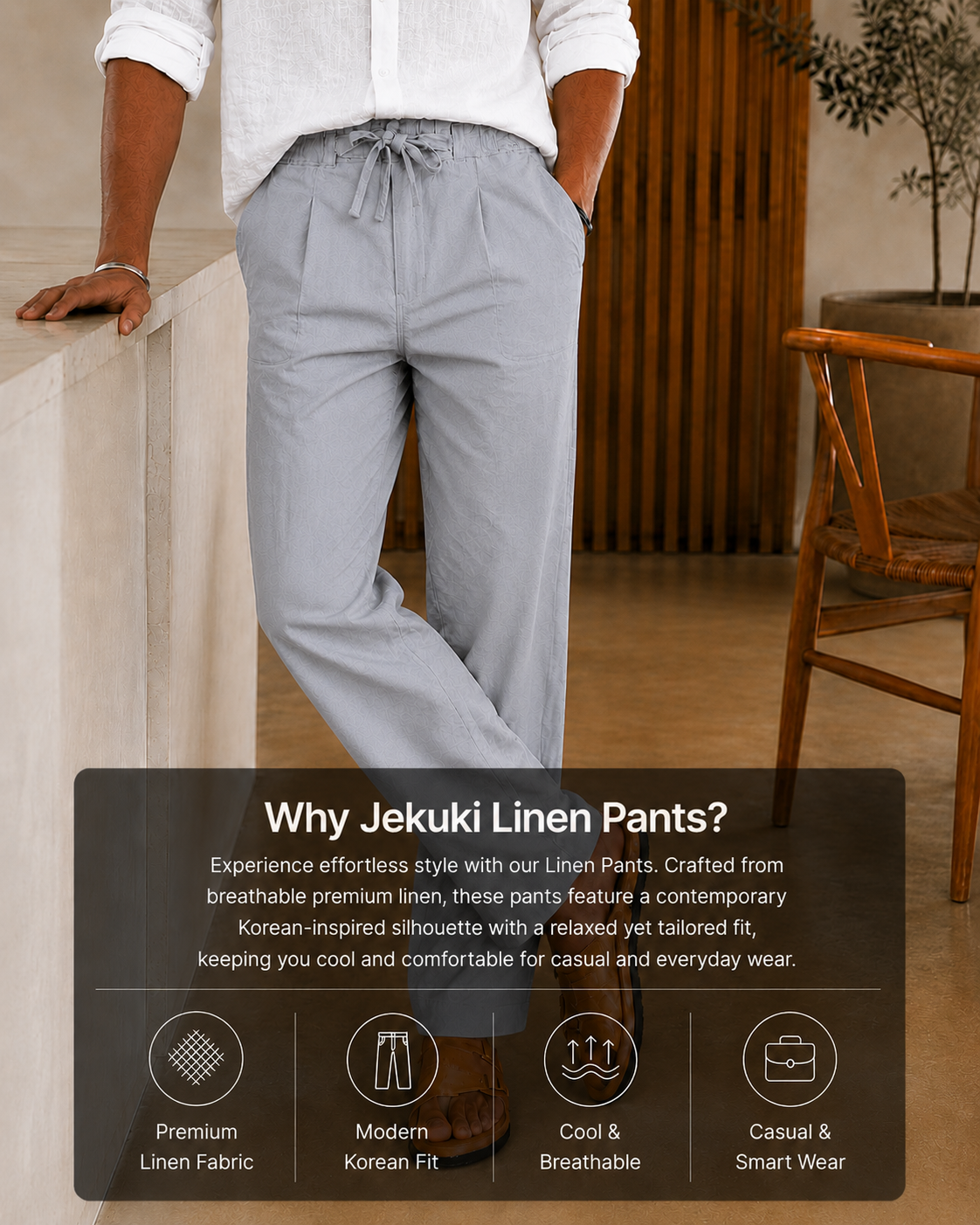 GREY LINEN PANT