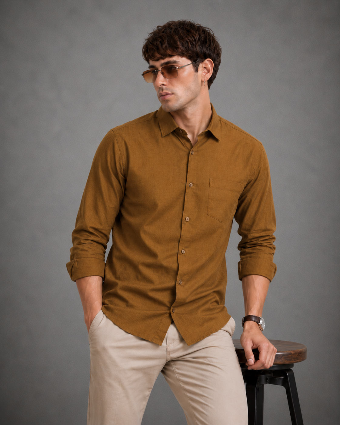 Rustic Brown Solid Shirt