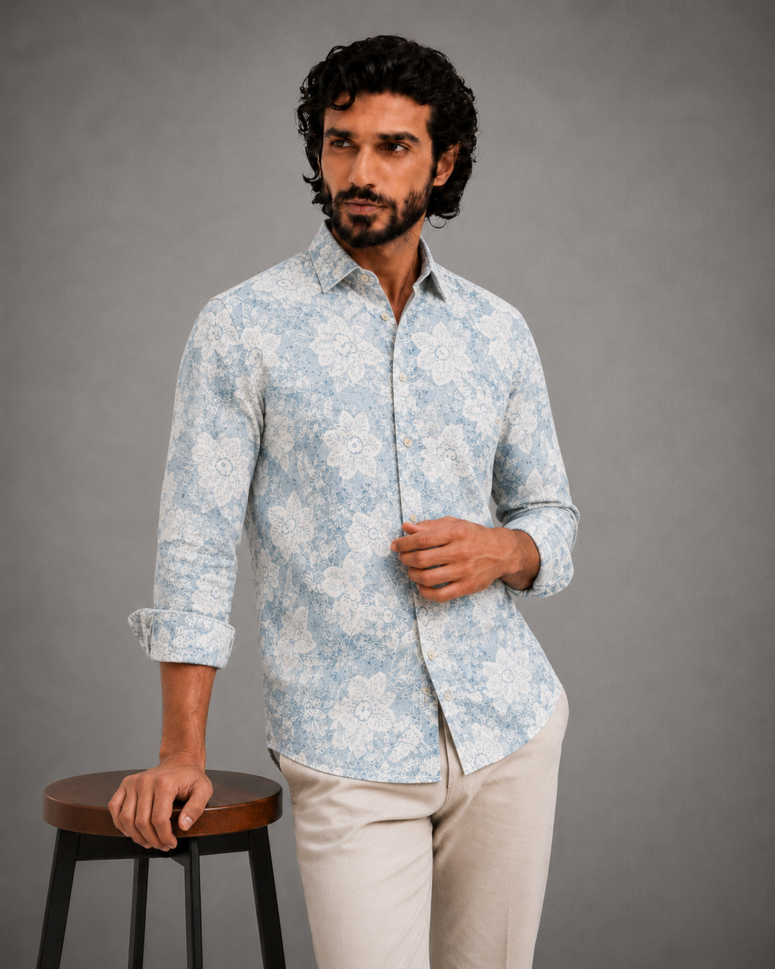 Frost Blue Floral Shirt