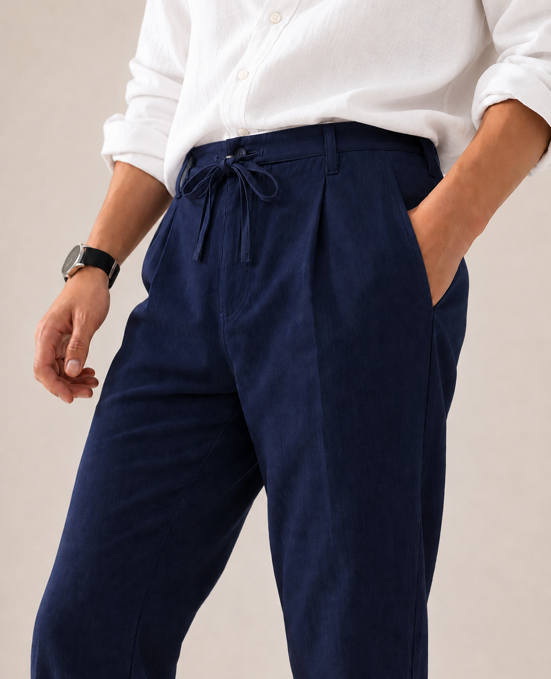 NAVY LINEN PANT