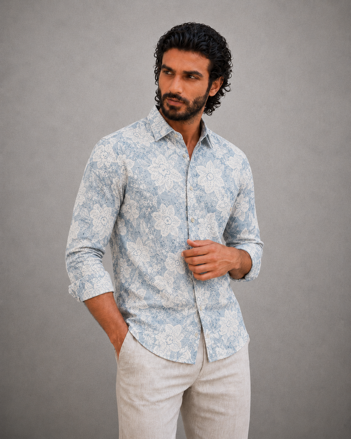 Frost Blue Floral Shirt