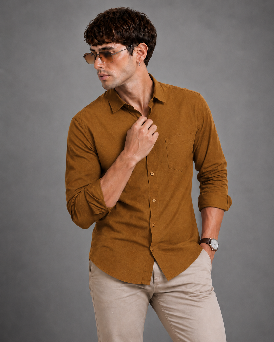 Rustic Brown Solid Shirt