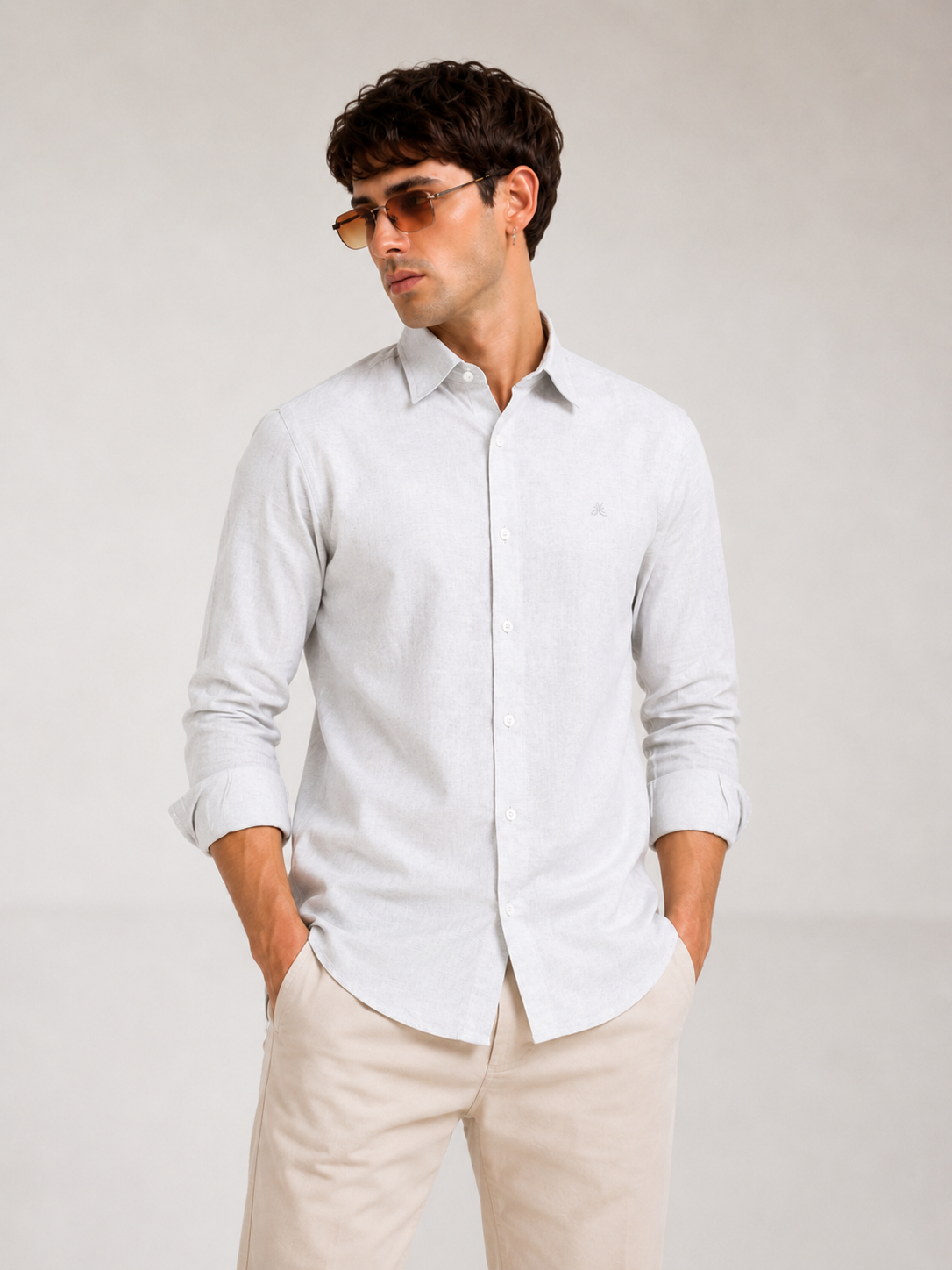Frost White Linen Blend Shirt