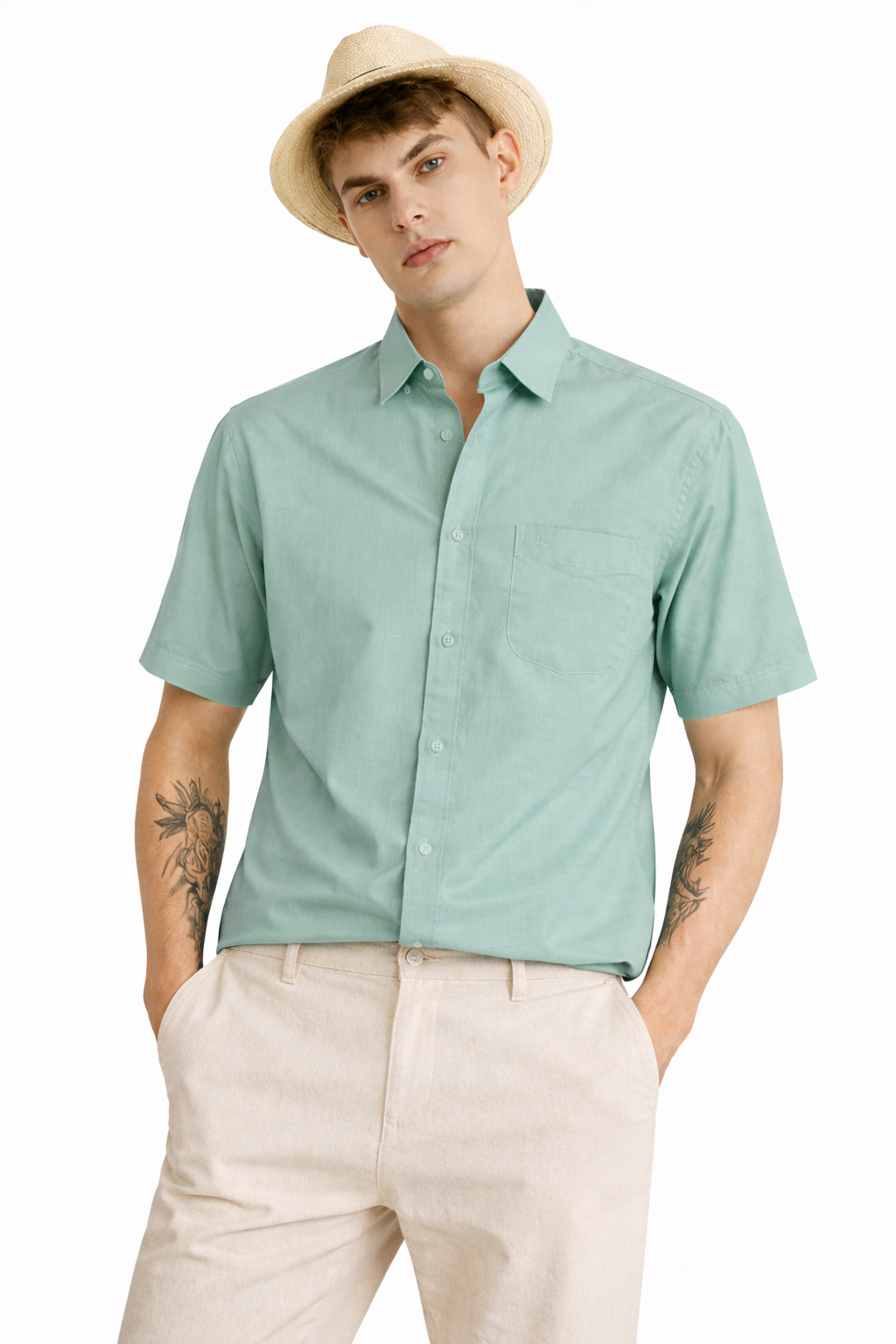 MENS LINEN HALF SHIRT